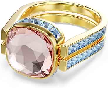 SWAROVSKI Chroma リング　58 Chroma ring, Octagon cut, Multicolored, Gold-tone plated